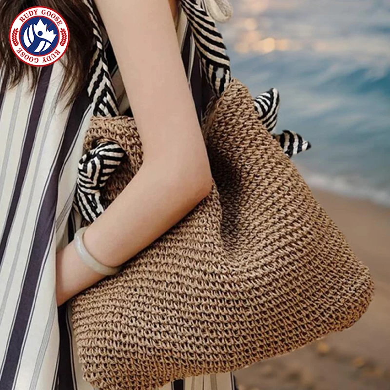 RUDY GOOSE轻奢风夏天草编包沙滩慵懒海边编织包高级感单肩托特包