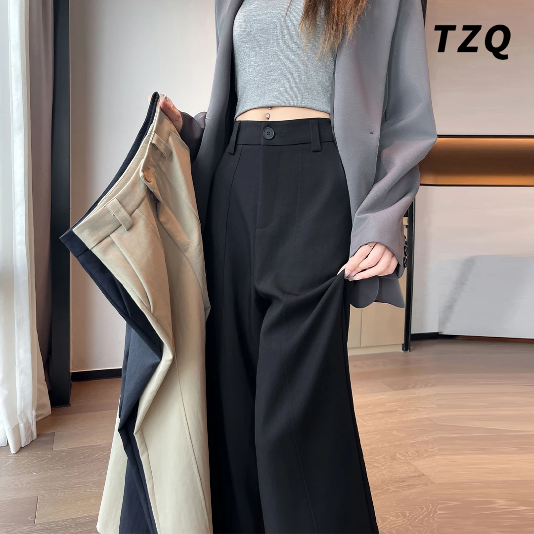 小个子九分阔腿裤女2025秋新款高腰宽松显瘦直筒休闲裤TZQ2582064