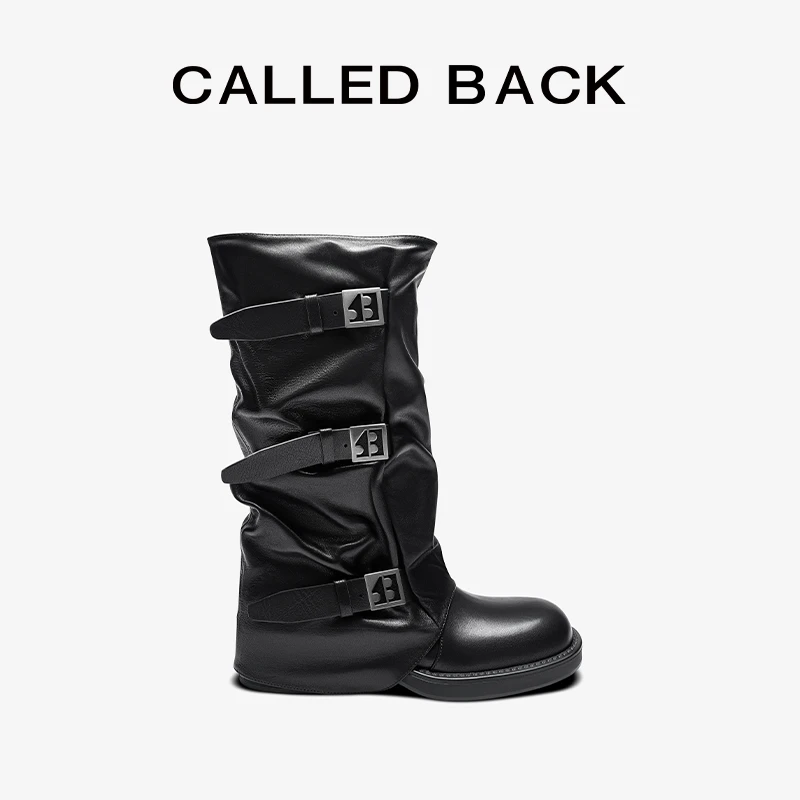 CALLED BACK新款中筒设计感5CM跟高靴子240818