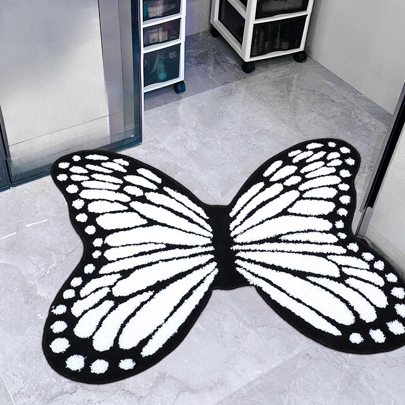 簇绒机织地毯黑蝴蝶水洗不掉毛居家必备好物地毯家居