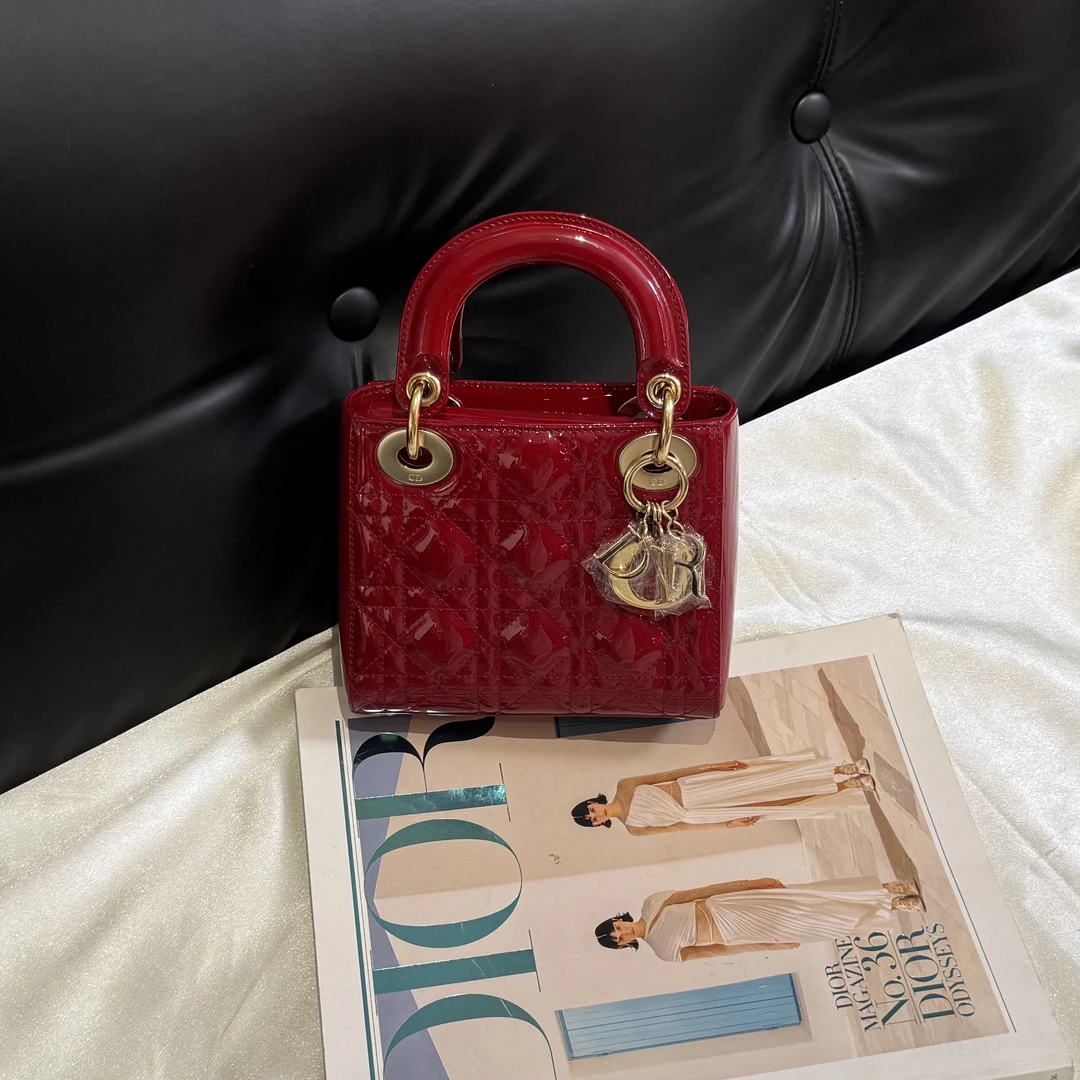 99新 Chanel/香奈儿 壹所奢品/ 三格戴妃包 红金漆皮
