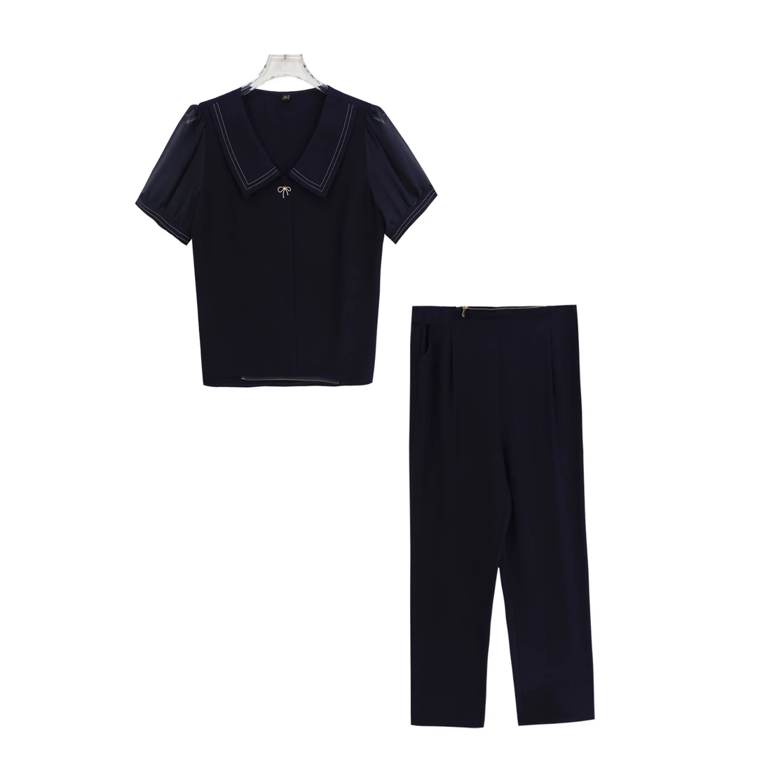 气质宽松垂感短袖百搭阔腿裤套装S1009