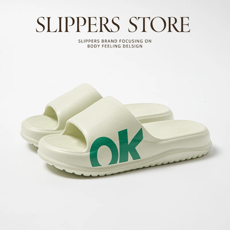 高级感OK字母凉拖鞋女夏季室内2025新款厚底情侣拖鞋男士夏季外穿