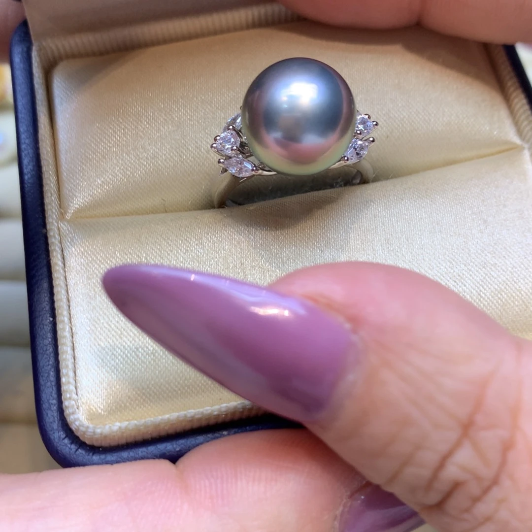 银S925镶嵌戒指海水珍珠