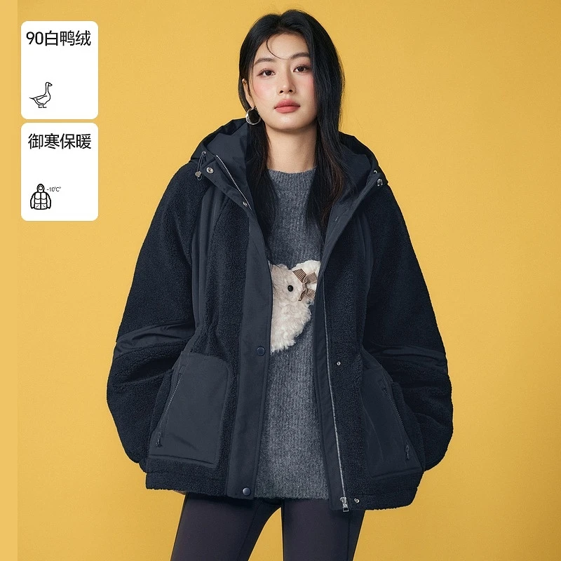 Basic House/百家好短款连帽时尚休闲保暖冬季羽绒服B06245I2242