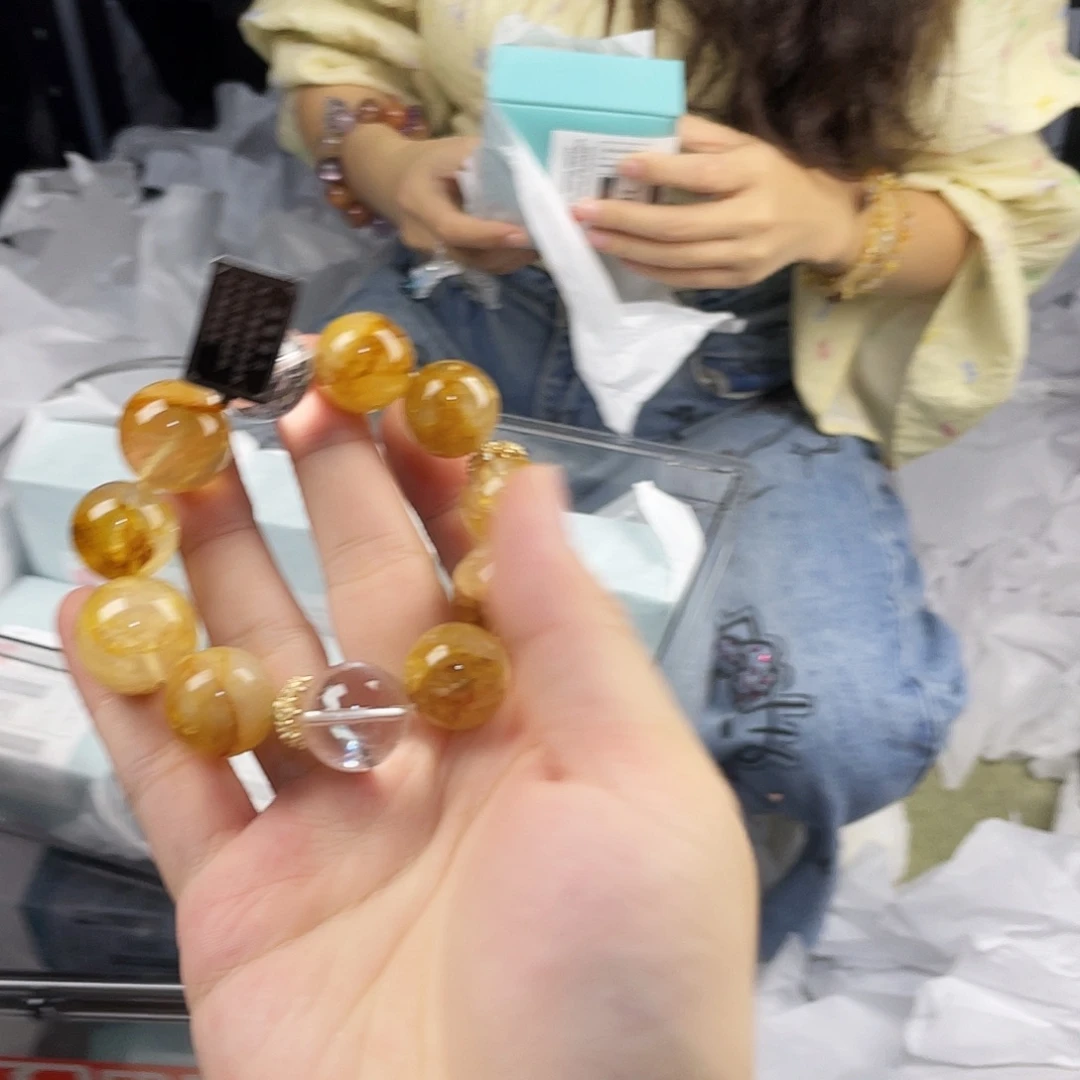 水晶手串银S925镀金镶嵌