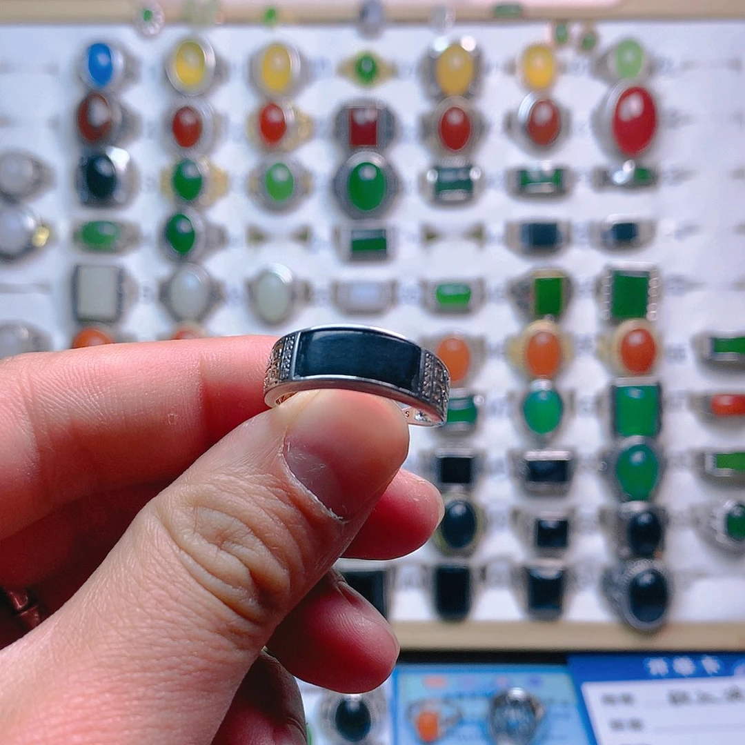 和田玉戒指银S925镶嵌@****@