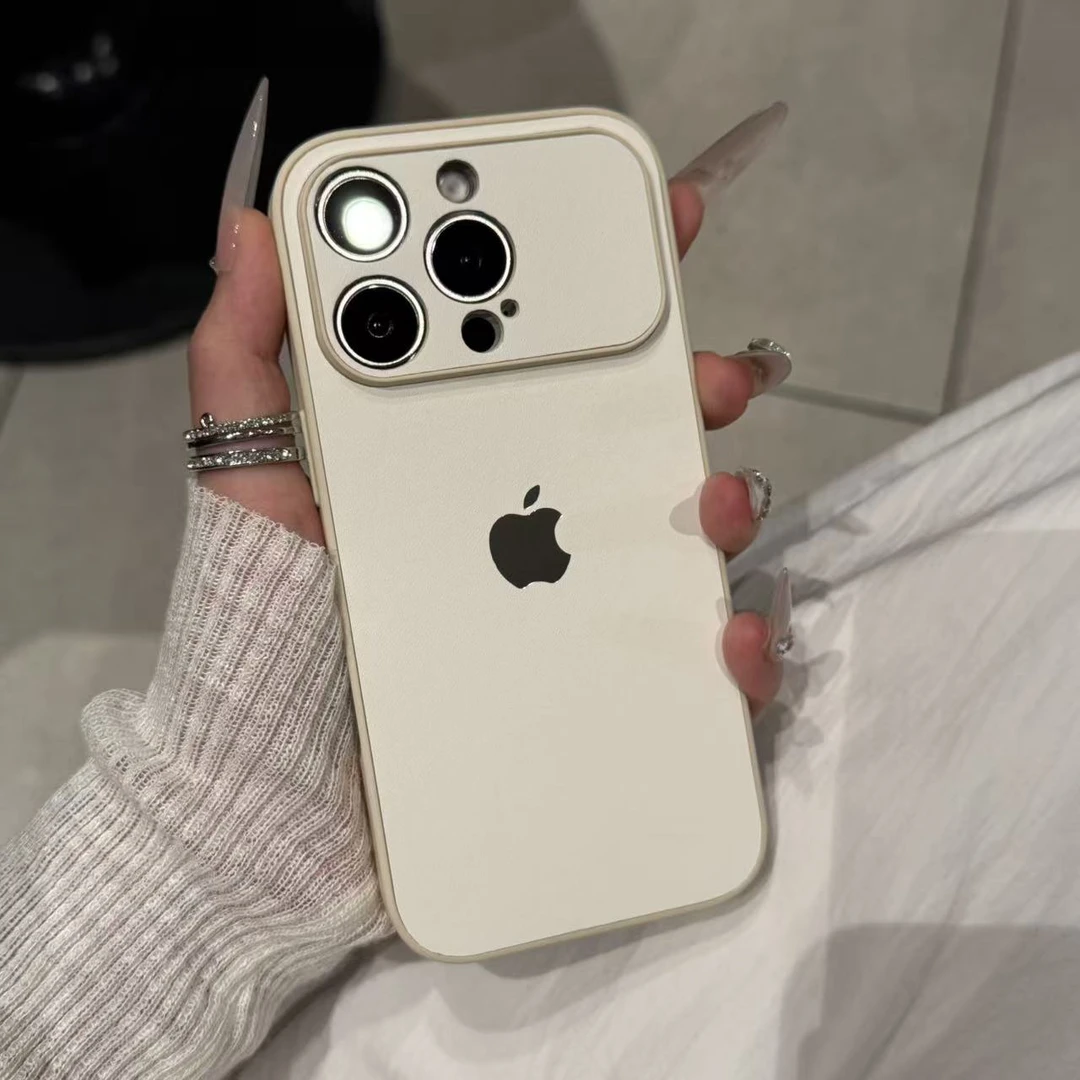 高颜值大视窗素皮纹适用于iPhone17promax手机壳苹果16防摔15/14