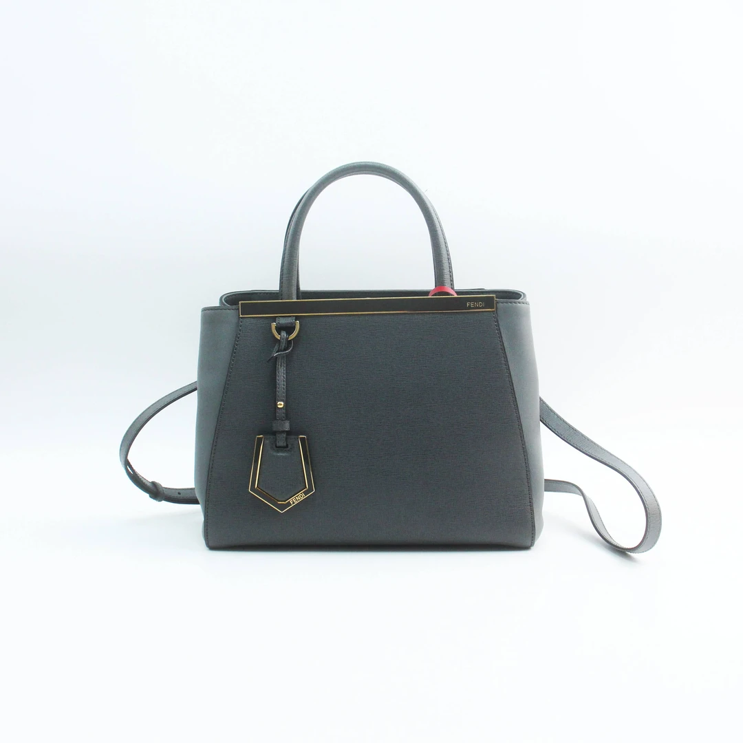 95新 FENDI/芬迪 79914B 灰色2jours手提单肩斜挎包