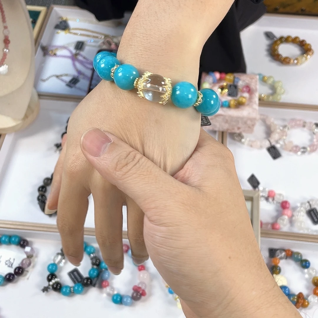 水晶手链银S925镀金镶嵌