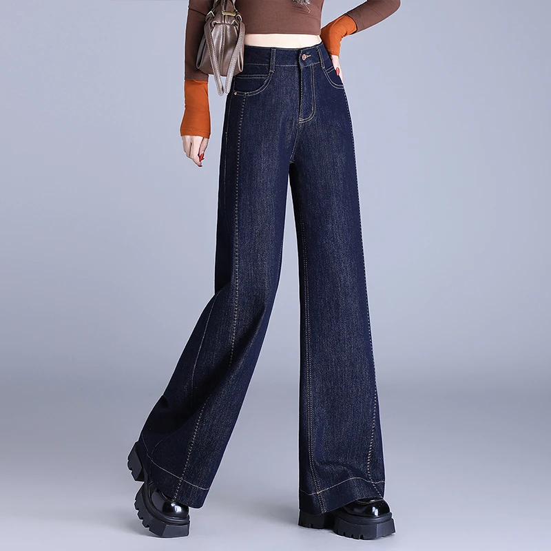 哥弟阿玛施正品时尚百搭阔腿牛仔裤女2025秋季新款宽松显瘦直筒裤