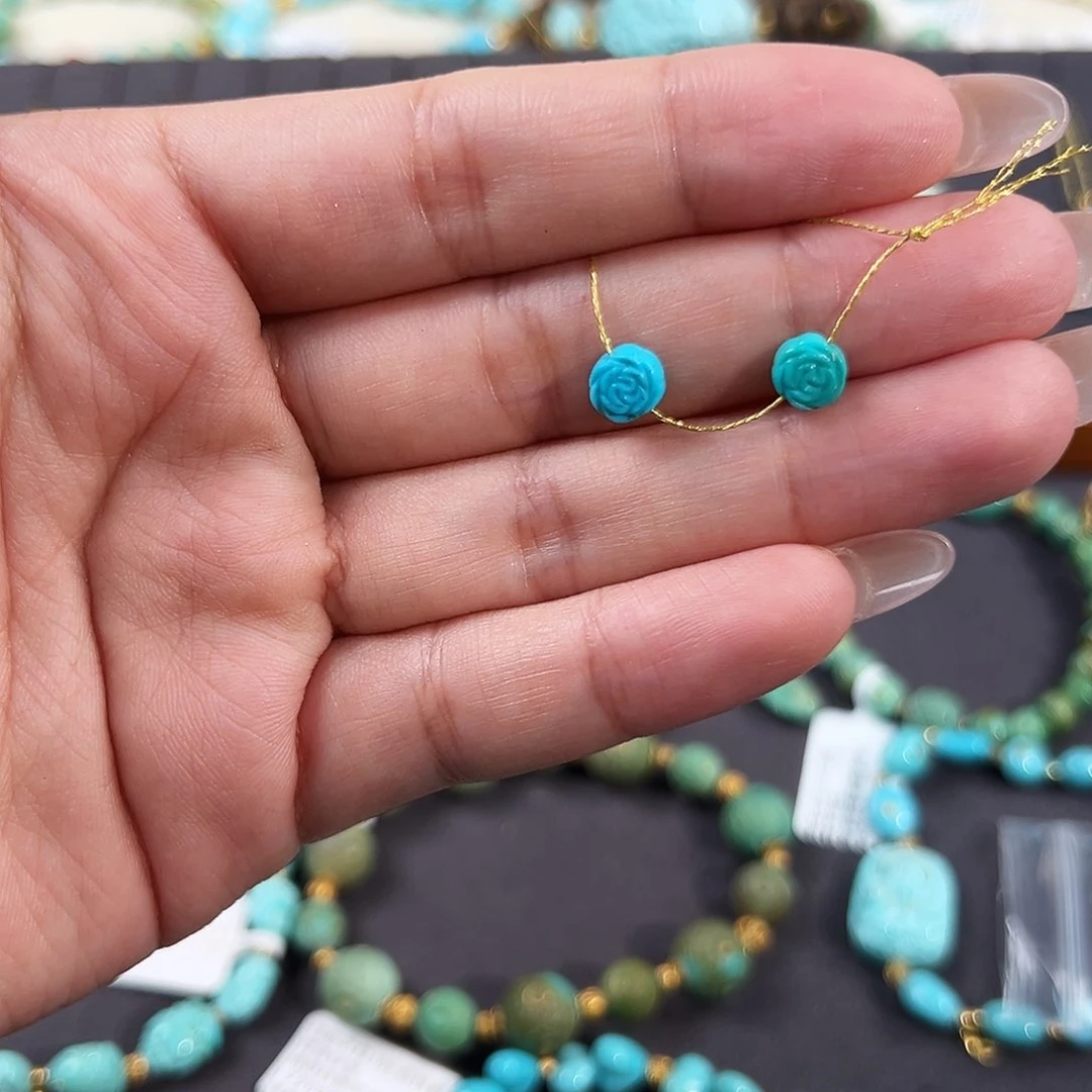 绿松石未镶嵌把件山茶花配饰