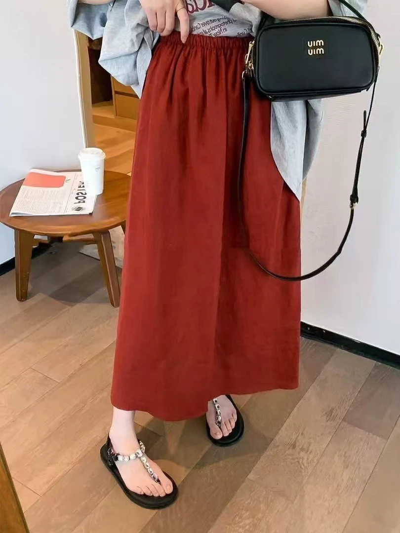 【小胖家】1212夏季纯色松紧腰半身裙