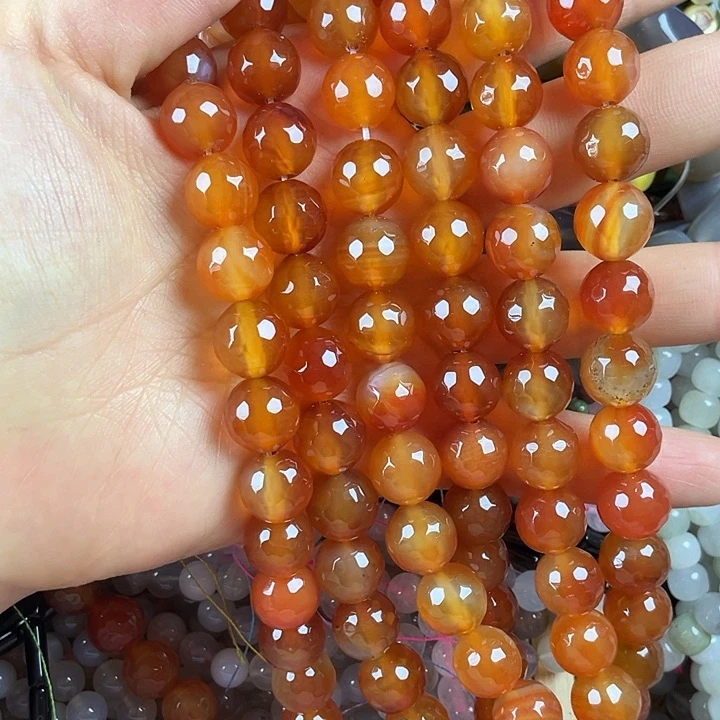 查罗石散珠合金卡12橘色切面玛一条