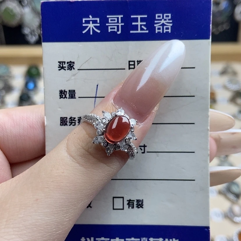【闪购商品】石榴石戒指银S925镶嵌