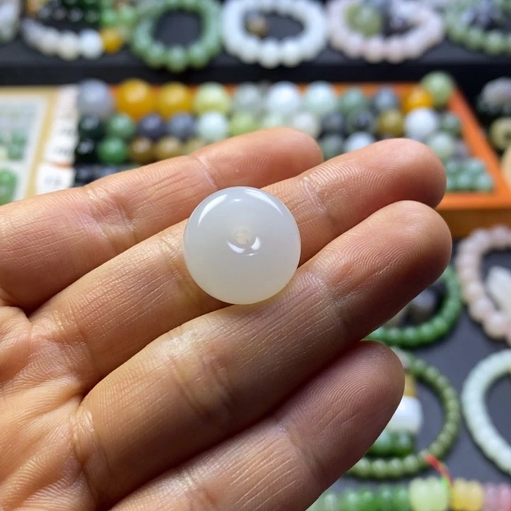 和田玉未镶嵌珠宝半成品白平安扣卡18