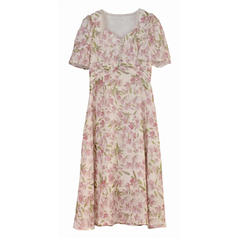 【万万】夏季连衣裙女高腰度假风a字裙25L7077(颜色不同面料)