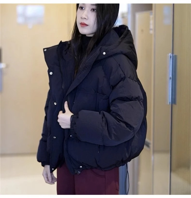 哥弟阿玛施官连帽短款羽绒棉服外套女时尚休闲棉衣冬季加厚防寒服