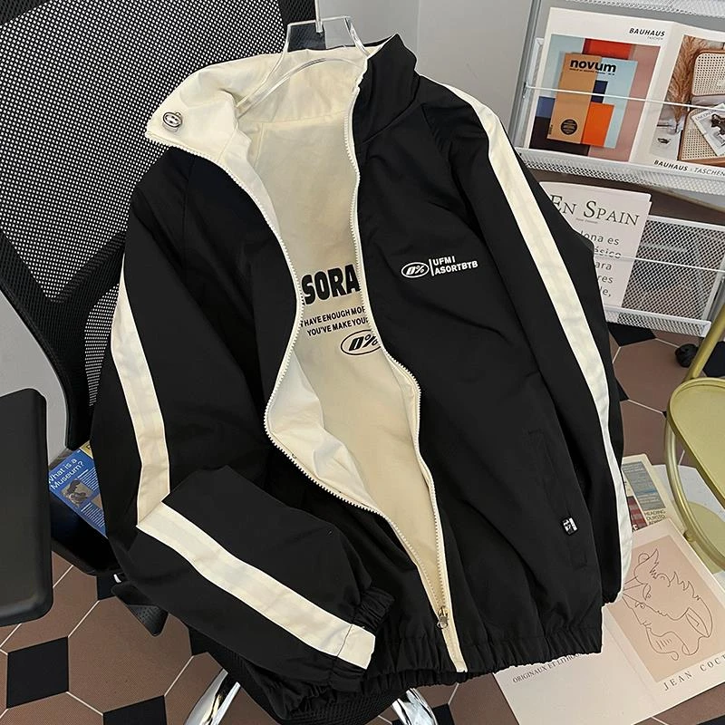 2025春秋新款双面穿外套男痞帅潮牌高级感港风日系休闲冲锋衣夹克