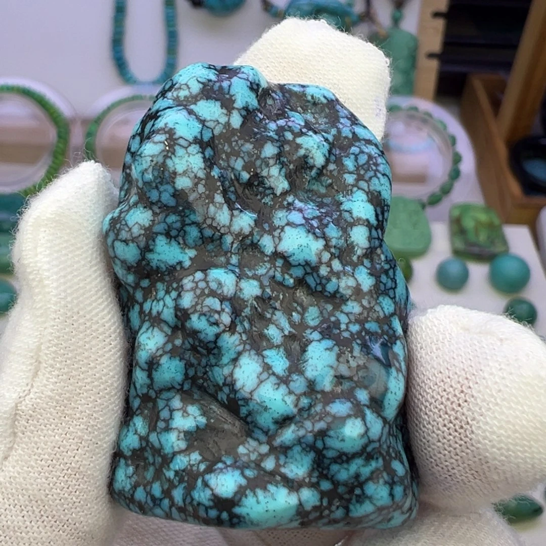 中***饭绿松石网花随行吊坠28.9mm兰