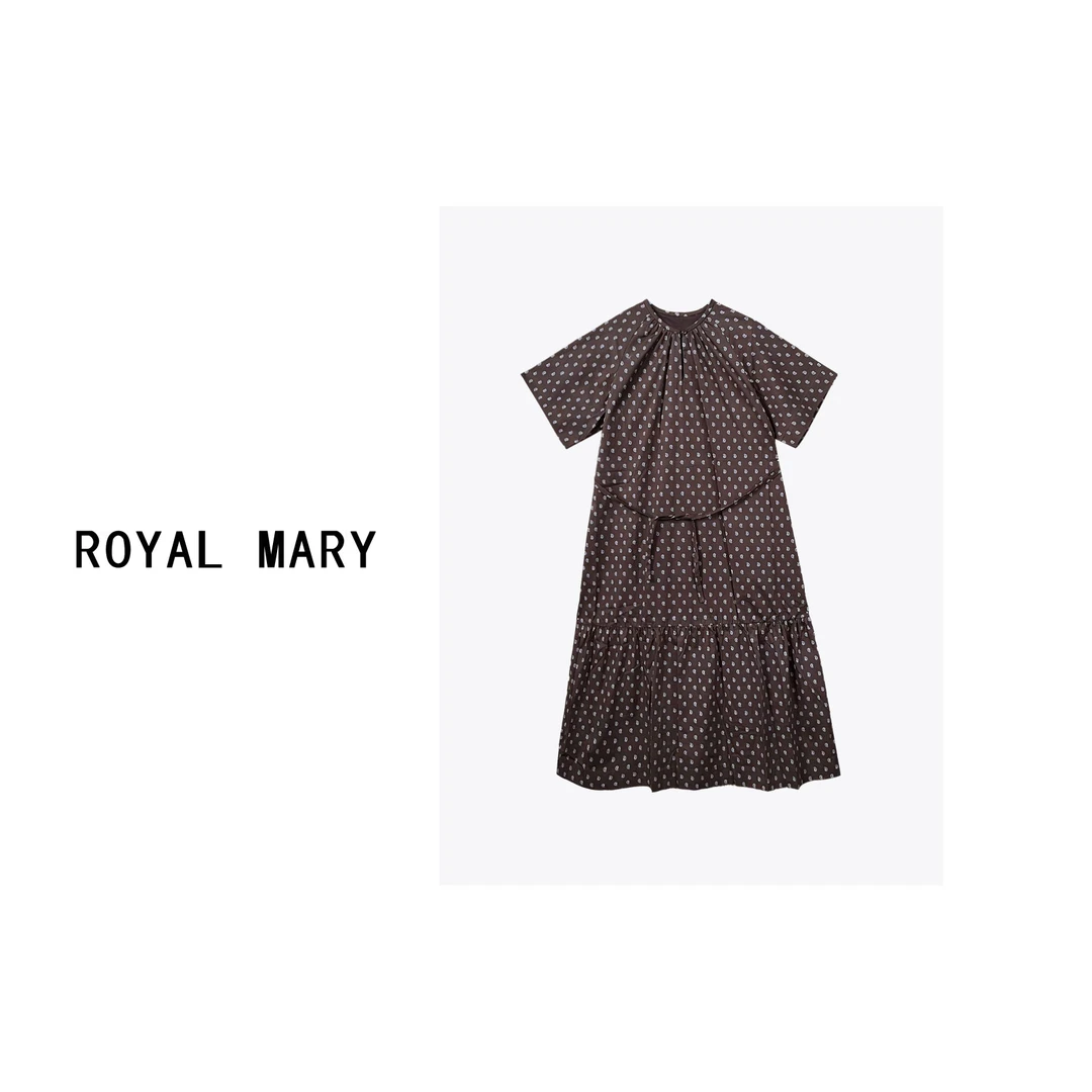 ROYAL MARY高奢时尚气质舒适优雅百搭休闲短袖纯棉连衣裙FA558