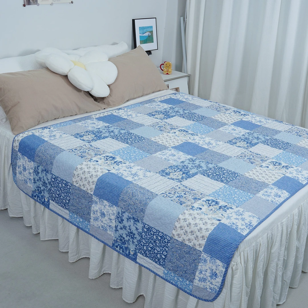 纯棉夹棉四季通用榻榻米双面单人床盖空调绗缝家纺床上用品绗缝被