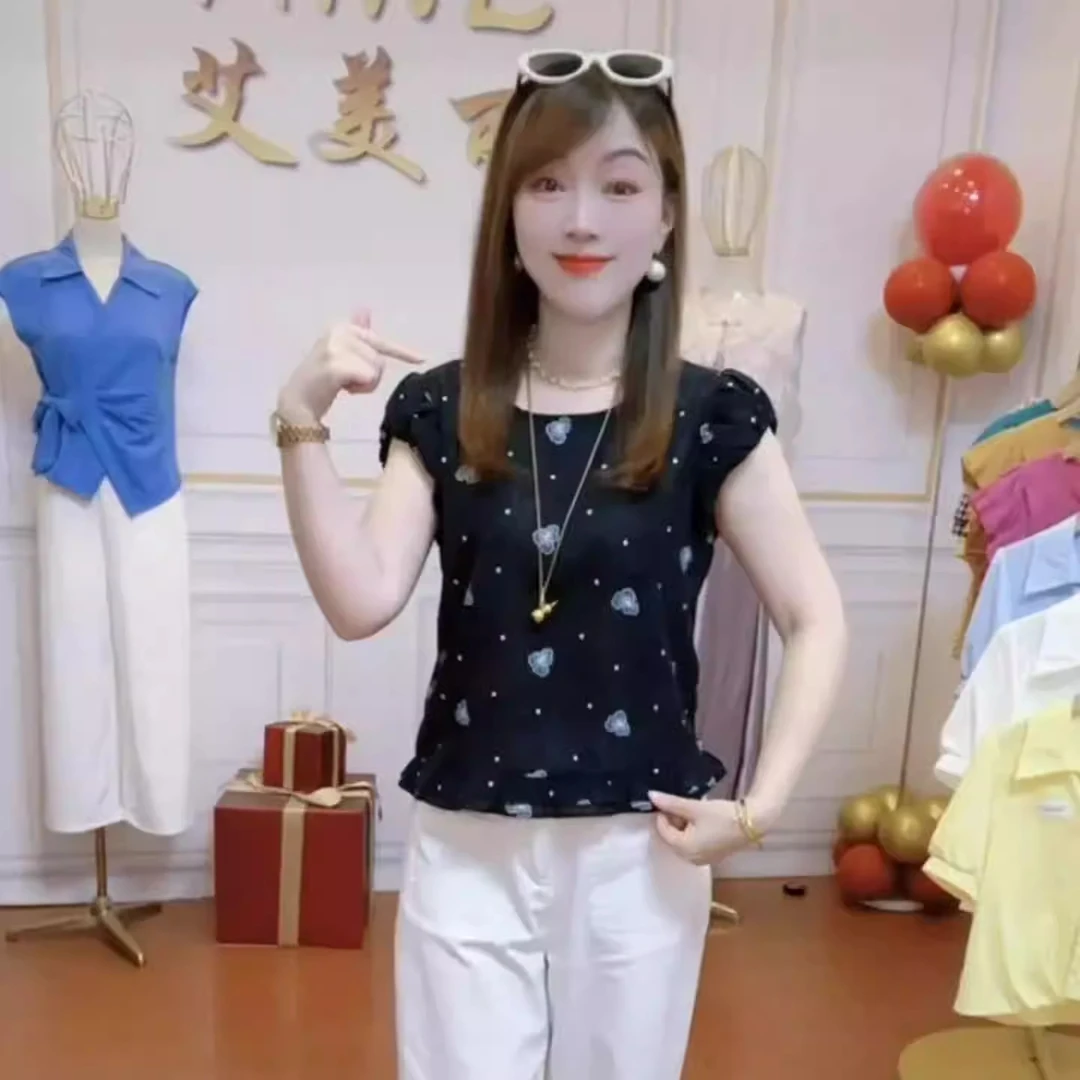 设计感时尚短袖衬衫女2025夏新款洋气遮肚子上衣气质甜美百搭衬衣