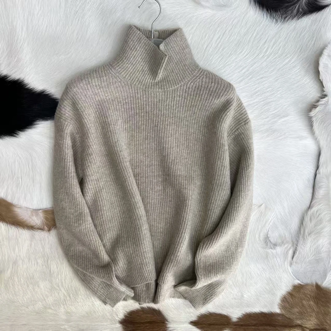 日单剪标款 纯原男女情侣高领套头针织宽松毛衣 轻柔舒适质感高级