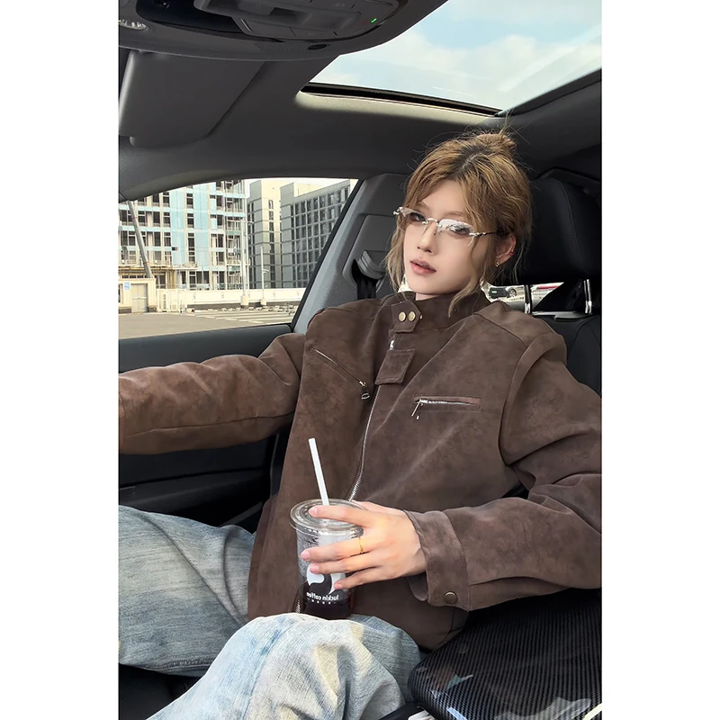 哈灵顿pu皮棉服男女秋冬潮流百搭美式机车棉衣外套宽松立领棒球服