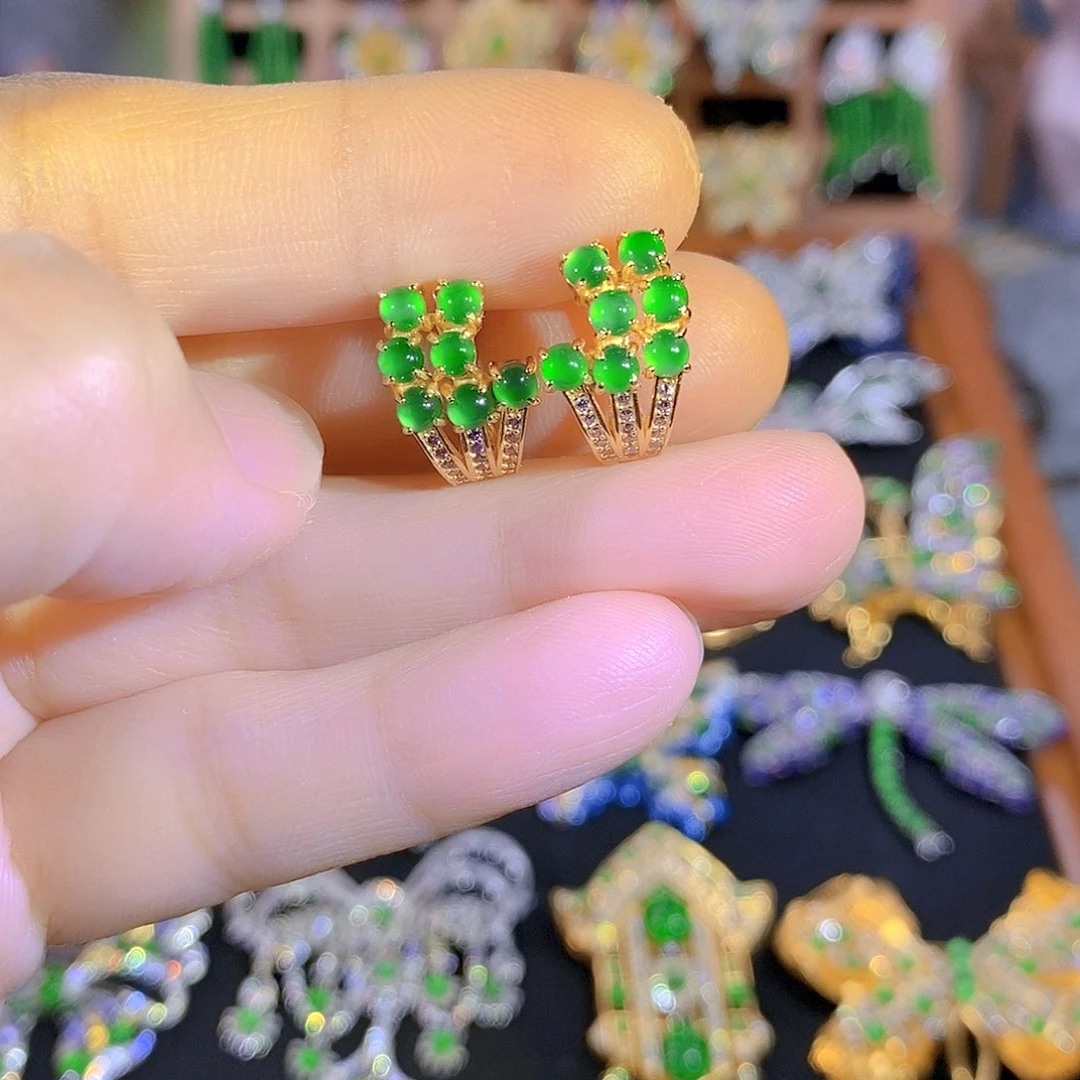 吊坠(不含链)银S925镶嵌翡翠