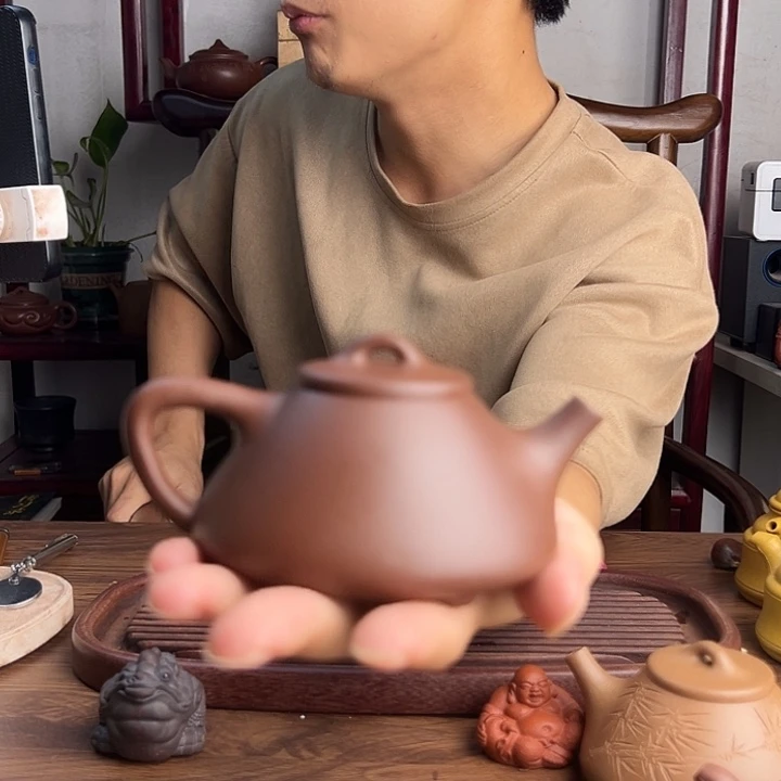 茶壶紫砂原矿紫泥160cc子冶石瓢光素紫砂壶