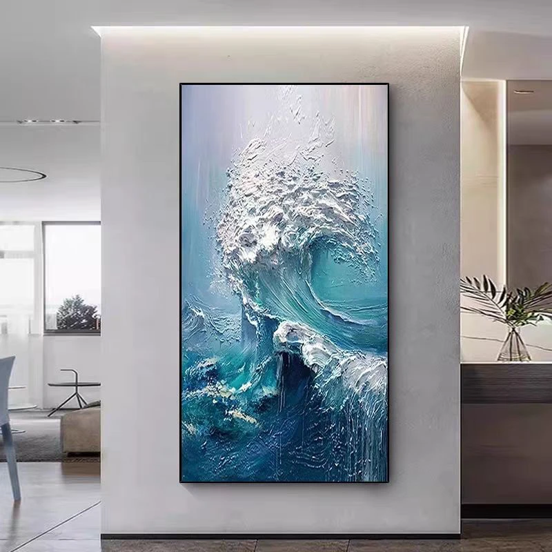 手绘《风生水起》立体肌理油画客厅沙发背景墙玄关装饰画
