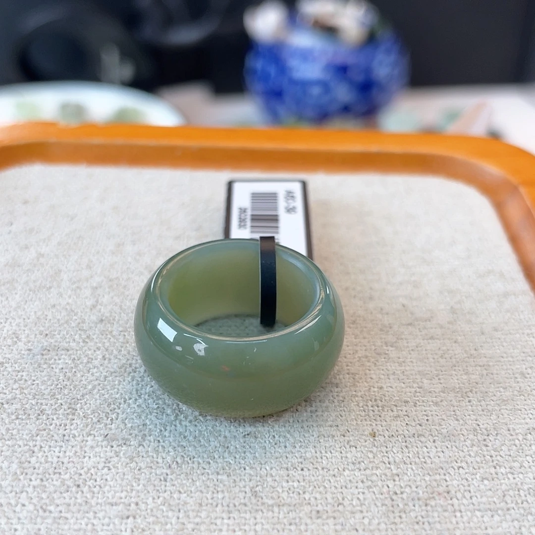 未镶嵌戒指和田玉c43 奶蓝墩墩17.1