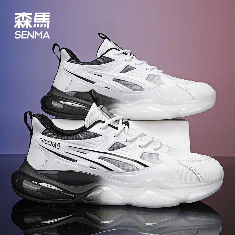 森马男鞋2025年夏季透气网面鞋防臭运动跑步鞋男士气垫厚底休闲鞋