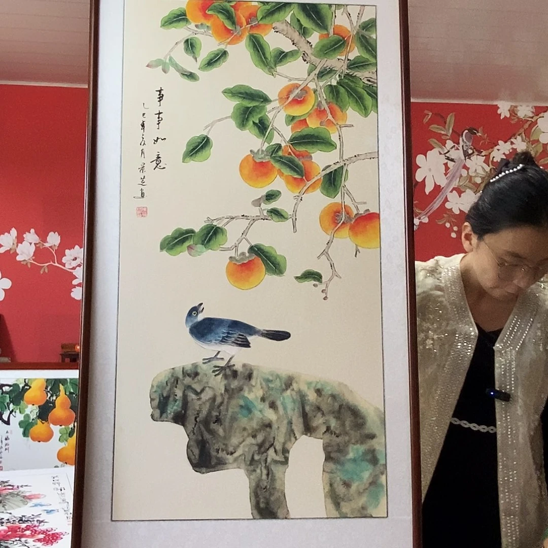 国画手写手绘带框包邮国画作品62✖️122