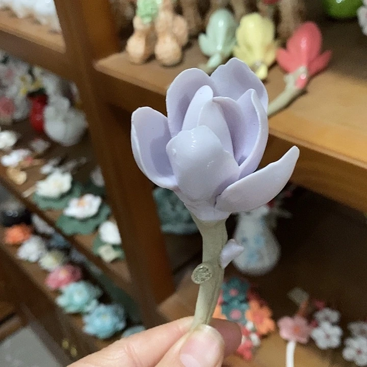 瓷片纯手工陶瓷花摆件瑕