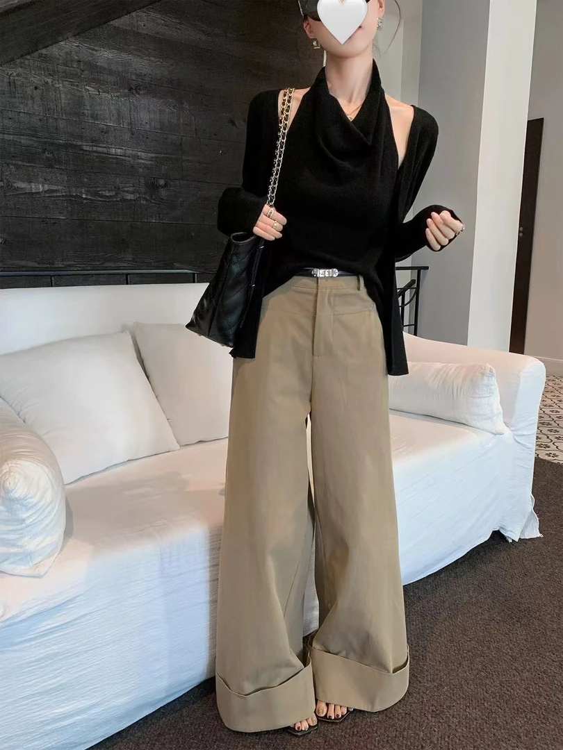 卷边神裤 老钱阔腿裤#1180