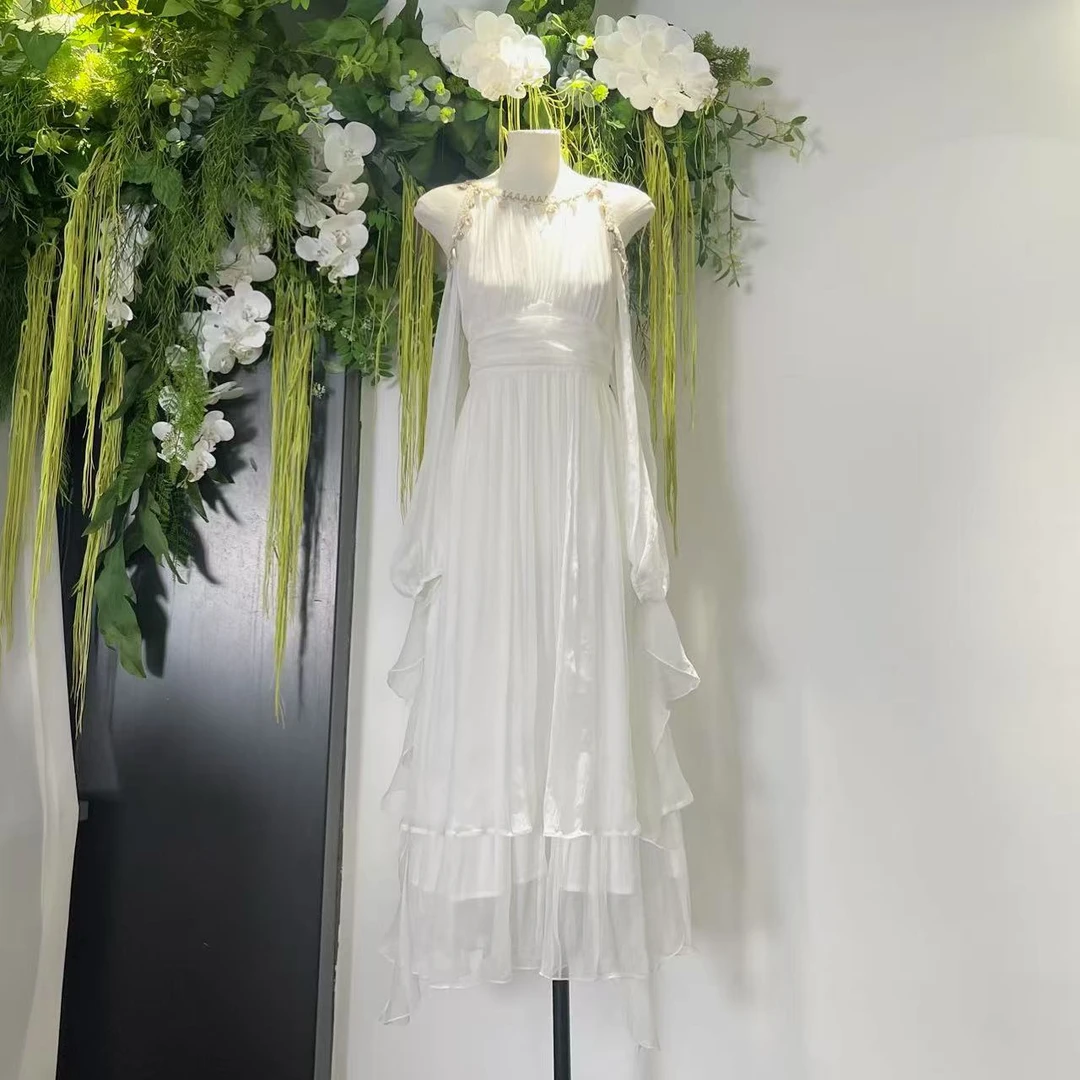 【白山茶系列-禾枫原创】重磅100桑蚕丝连衣裙合并轻奢气质