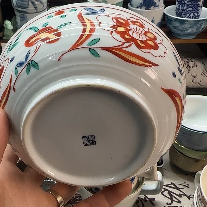 手绘青花大碗一个