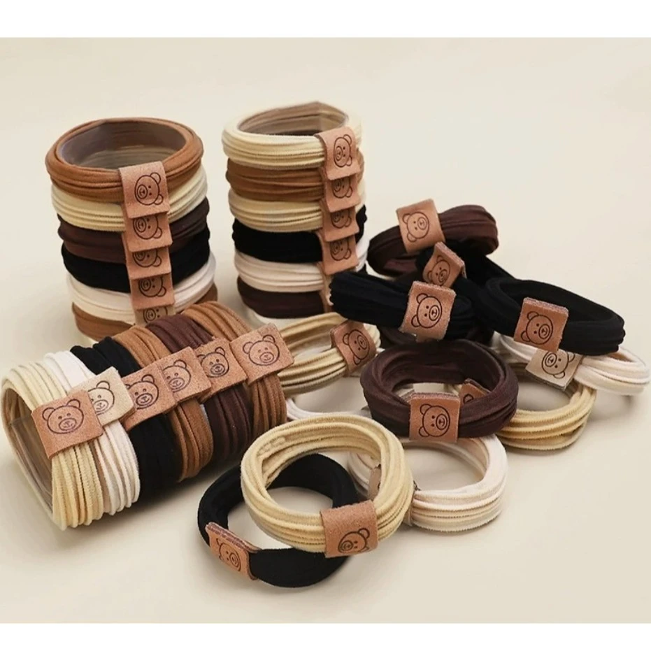 高弹力小熊标无接缝橡皮筋女扎头发圈高马尾丸子头头绳发绳毛巾圈