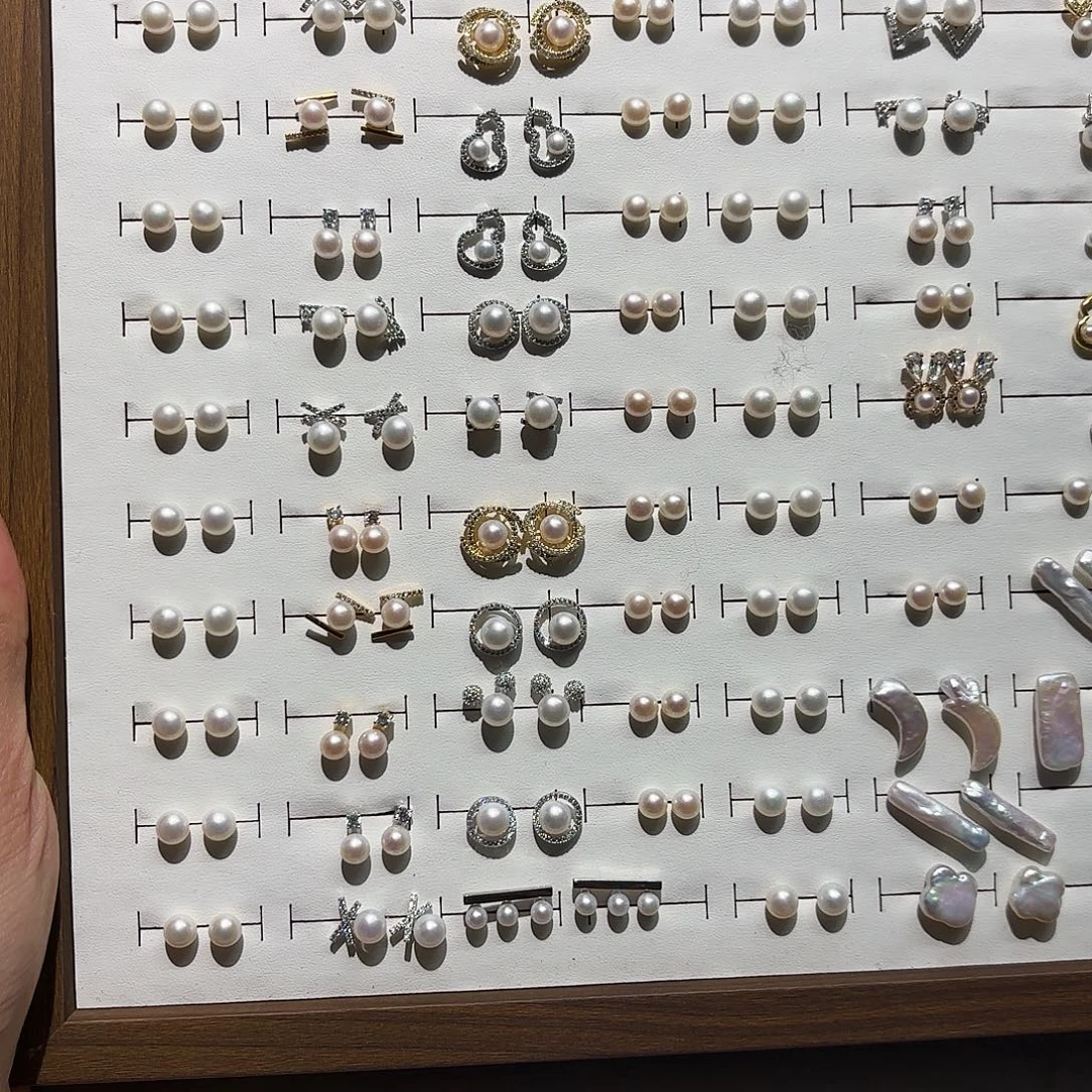 耳饰银S925镶嵌淡水珍珠150三对耳饰