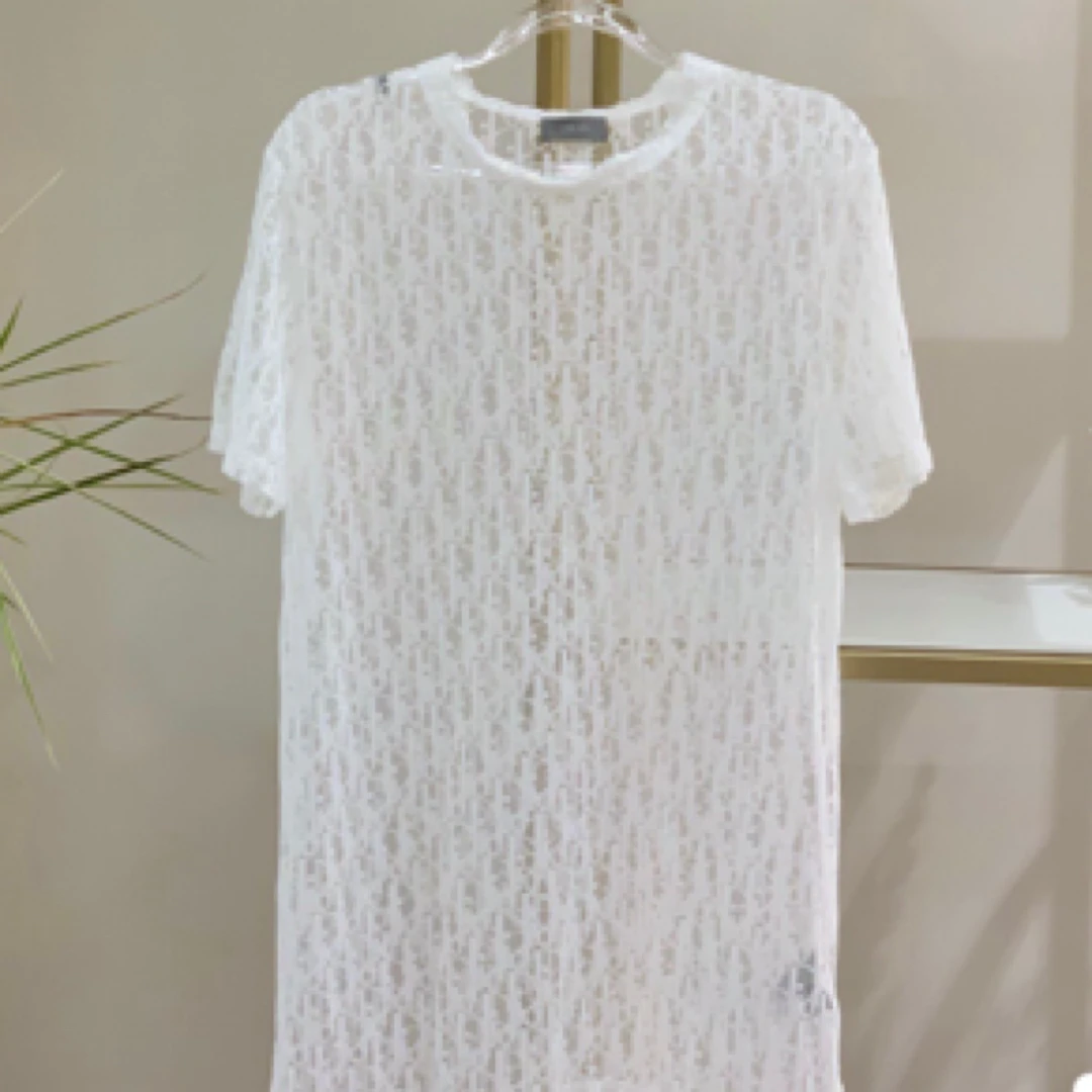 99新 DIOR/迪奥 Dior迪奥白色透明镂空短袖 /M码/B00466