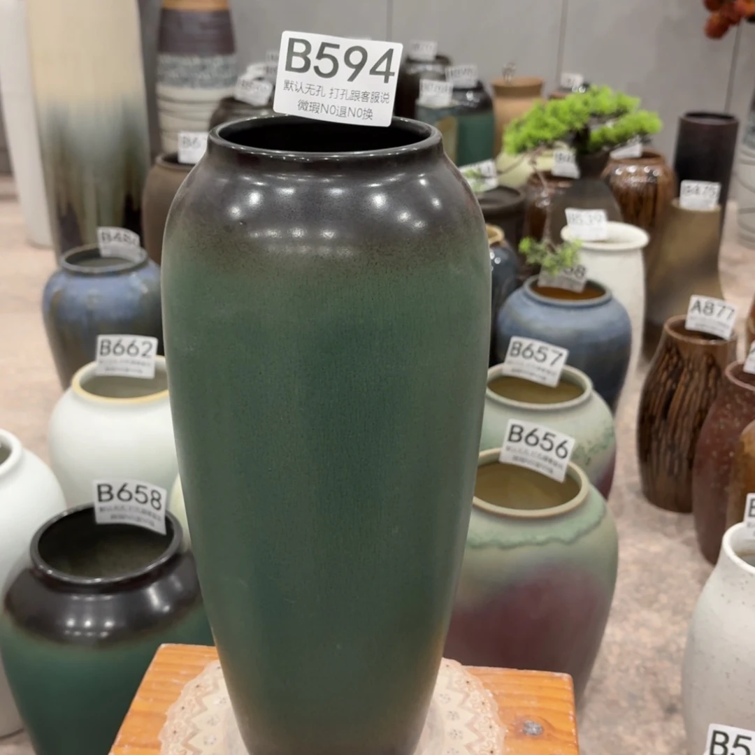 摆件瑕疵594 景德镇陶瓷花瓶高34口9