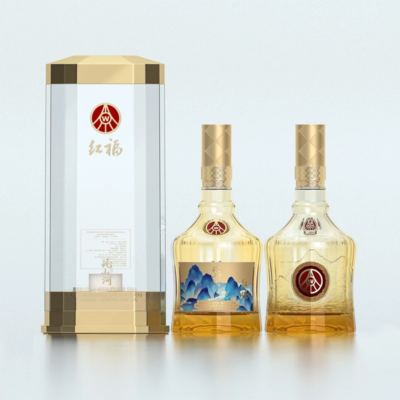 宜宾五粮液仙林生态公司出品 论山河红福优级酒水 52度 500ml