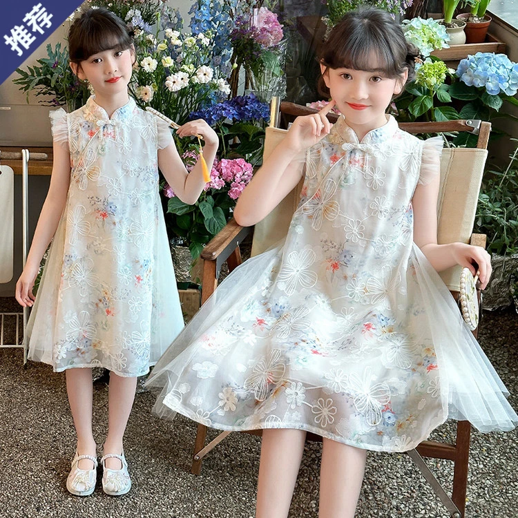 女童汉服连衣裙2025新款夏季小女孩国风旗袍公主裙夏装儿童裙子薄