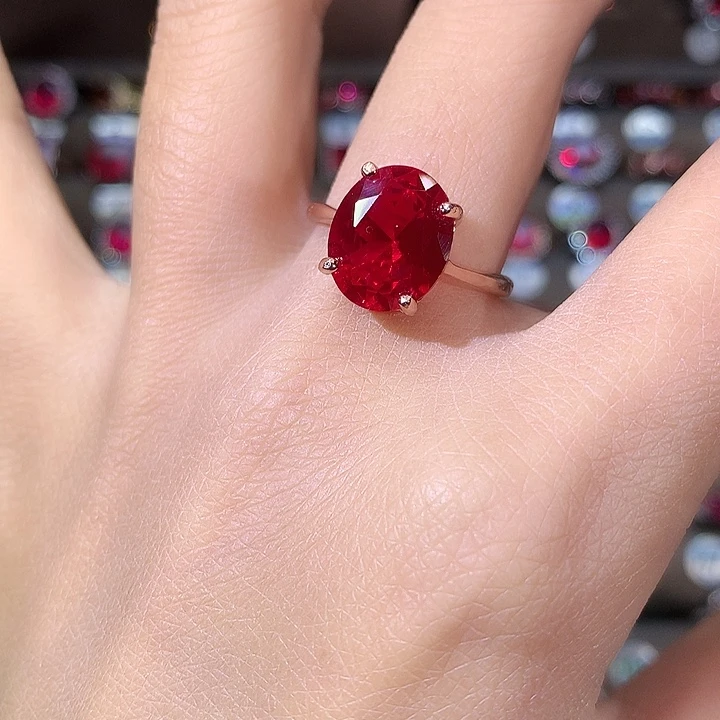 925银鸽血红戒指玫瑰金