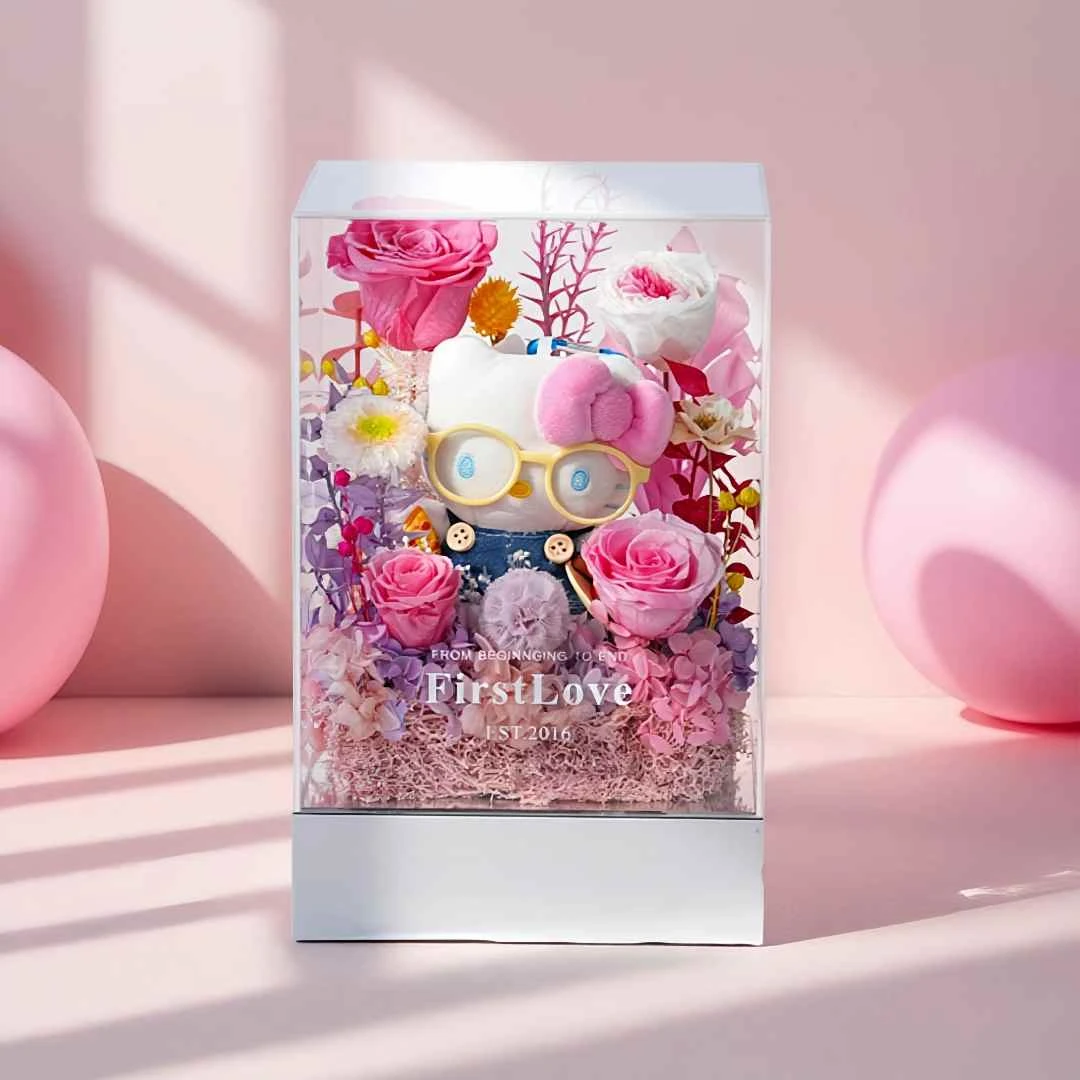 FirstLove玩偶花园永生花亚克力礼盒情人节创意生日告白礼物