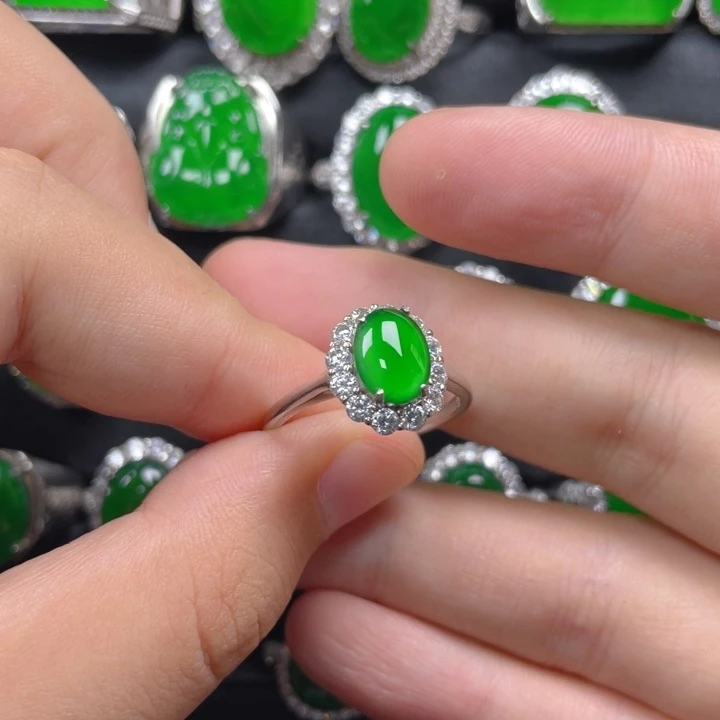 翡翠银S925镶嵌戒指