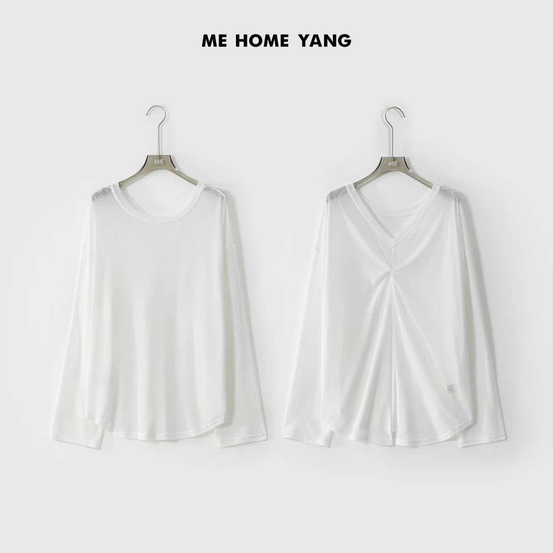 ME【扭结两穿开叉衫】莱赛尔混纺轻薄透气显瘦一手长T恤MESS3249