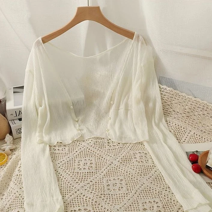 防晒开衫女夏季2025新款薄款小披肩配吊带裙外搭短款外套百搭上衣